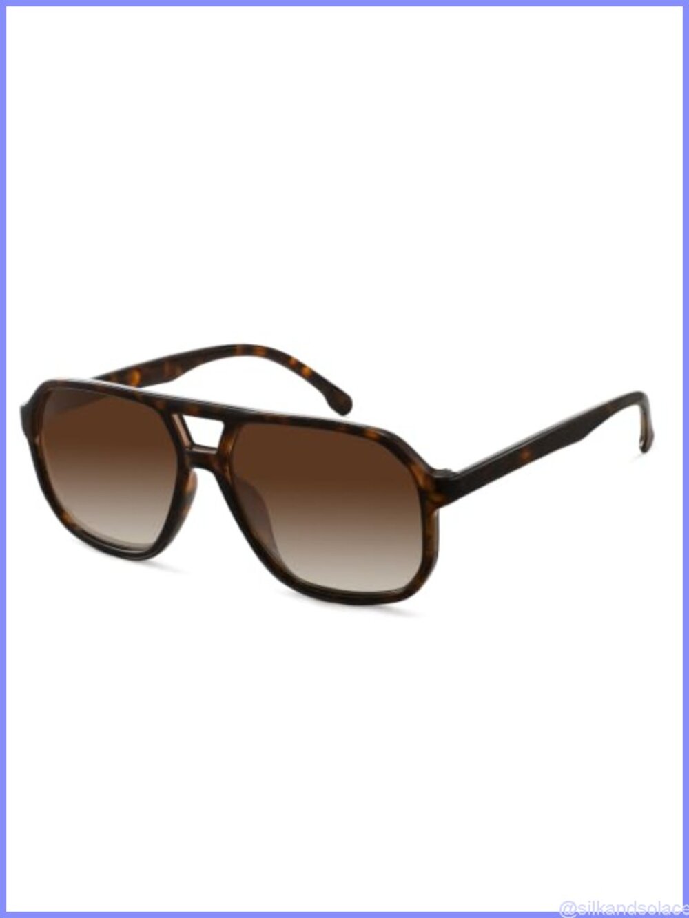Retro Square Aviator Sunglasses 58mm Double-Bridge UV Protection